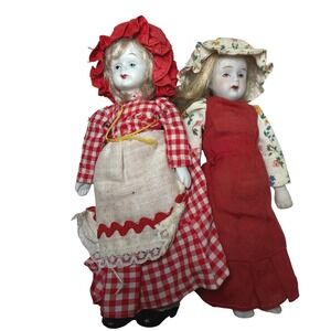 Vintage PMI Ltd Fairytale Series Little Red Riding Hood Porcelain Doll Gingham‎